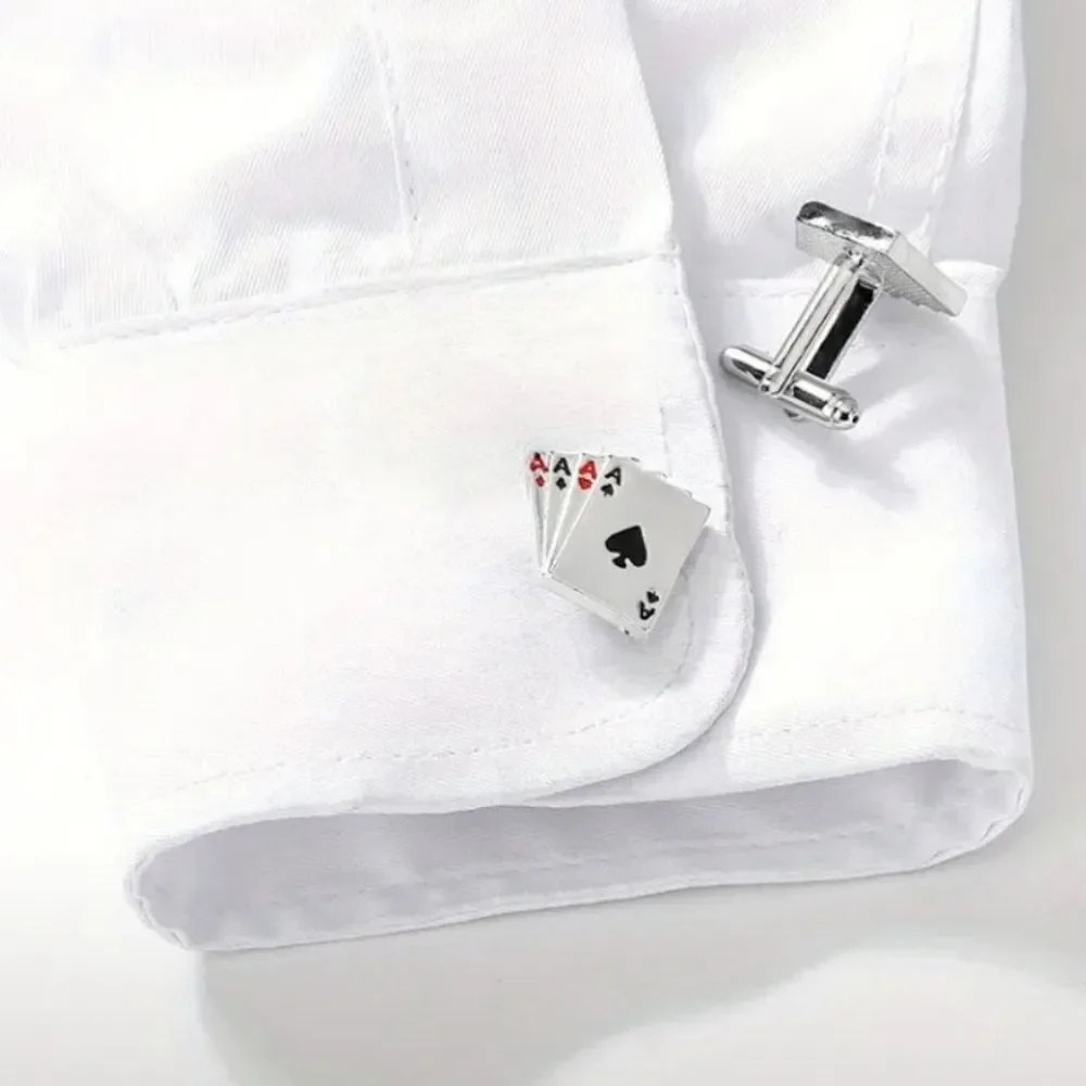 Four Aces Cufflinks Men's Tuxedo Prom Wedding Formal Poker Player Texas Hold Em